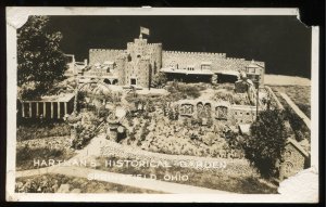 Hartman's Historical Garden. Vintage EKC real photo postcard. Miniature scene