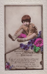 Gender Dysphoria Cross Dressing Nephew Antique Real Photo Birthday Postcard