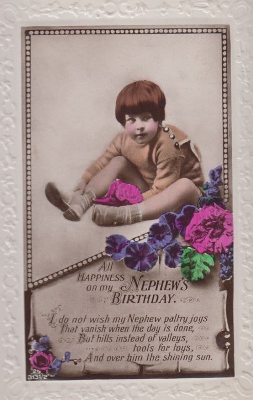 Gender Dysphoria Cross Dressing Nephew Antique Real Photo Birthday Postcard