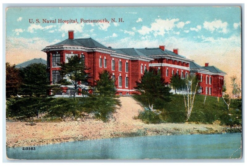 c1910's US Naval Hospital Lake Front Portsmouth New Hampshire NH Postcard