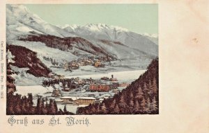 SWITZERLAND~ST MORITZ - GREETINGS FROM~1900s KARL KUNZLI POSTCARD