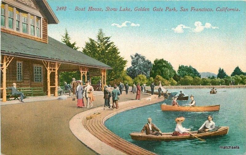 C-1910 Boat House Stowe Lake Golden Gate San Francisco California postcard 4808