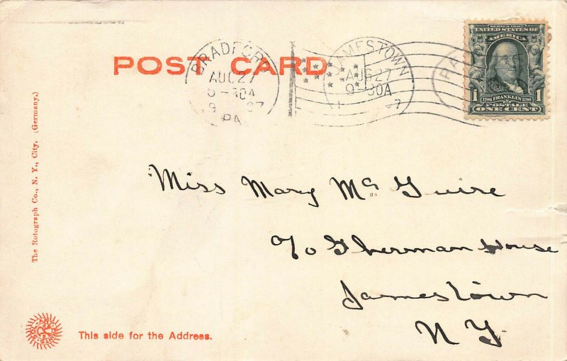 Main Street, Bradford, Pennsylvania, Very Early Postcard, Used in 1907
