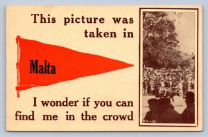 J92/ Malta Montana Pennant Postcard c1910 Find Me In The Crowd 47