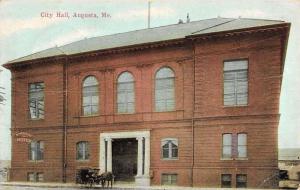 Augusta Maine City Hall Entrance Exterior Antique Postcard K16973