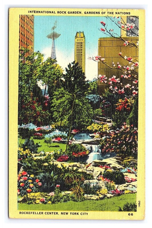 International Rock Garden Rockefeller Center New York City N.Y. c1948 Postcard