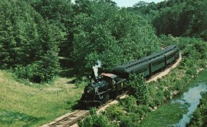 Vintage Postcard Stream Train and Riverboat Valley Railroad Essex, Connecticut