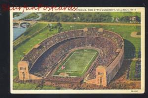 UNIVERSITY OF OHIO STATE BUCKEYES FOOTBALL STADIUM VINTAGE LINEN POSTCARD