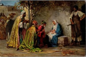 The Adoration, Holy Scripture Robert Leinweber Postcard J49