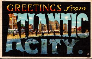 Greetings From Atlantic City New Jersey Large Letter Linen 1937