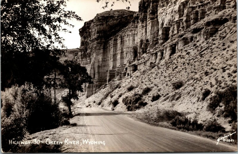 Vtg 1930's Highway 30 Green River Wyoming WY RPPC Real Photo Postcard
