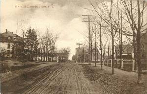 Postcard Main Street scene Middleton NS Annapolis County Nova Scotia Canada