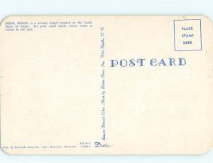 Vintage Post Card Coral Beach South Shore Paget Sand Beach Bermuda  # 3784