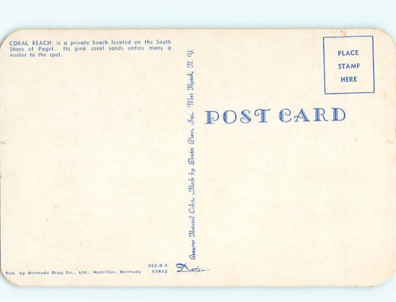 Vintage Post Card Coral Beach South Shore Paget Sand Beach Bermuda  # 3784