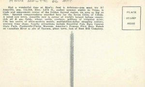 Artist impression 1950s Route 66 Map Texas Postcard 20-11897