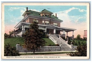 Louisville Kentucky KY Postcard Residence At Entrance To Cherokee Park 1918