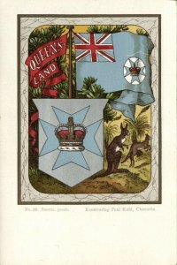 australia, QUEENSLAND, Coat of Arms, Flag (1900s) Patriotic Litho Postcard (4)