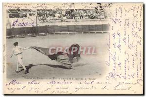 Old Postcard Bullfight Bullfight Torero bringing the bull Picador