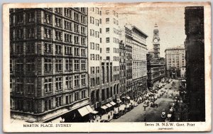 Martin Place Sydney Australia High-Rise Building & Street View Antique Postcard