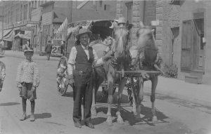 J39/ Trinidad Colorado RPPC Postcard c1910 Dairy Delivery Wagon Stores 265