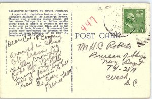 Nice Teich Linen Palmolive Building by Night, Chicago, Ill. Postcard P124