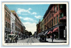 1918 Business Section Railway Main Street Rockland Maine ME Antique Postcard