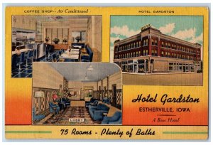 Estherville Iowa Postcard Hotel Gardston Multiview 1940 Vintage Antique Unposted