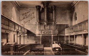 Dublin Ireland IE, 1930 St. Michan's Church, Historic Interior, Vintage Postcard
