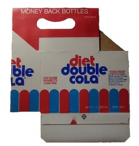 Diet Double Cola Soda Original 6 Pack Cardboard Bottle Carton Carrier Caddy NOS