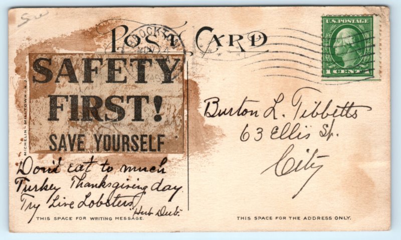 Michelin Man Advertising Postcard 1900