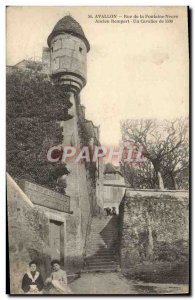 Old Postcard Avallon Rue De La Fontaine Neuve Old Rampart A rider 1590