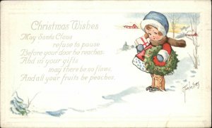 CHRISTMAS A/s TWELVETREES Cute Little Girl Blizzard Winter Vintage Postcard