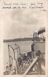 RPPC USS IDAHO BATTLESHIP MILITARY FUNERAL GUANTANAMO REAL PHOTO POSTCARD c.1910