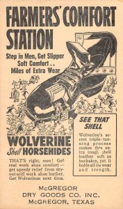 Wolverine Shoes Farmers' Comfort Station McGregor, Texas Boots c1930s Vintage Ad