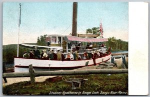 Vtg Steamer Ship Boat Hawthorne in Songo Lock Songo River Maine 1905 Postcard