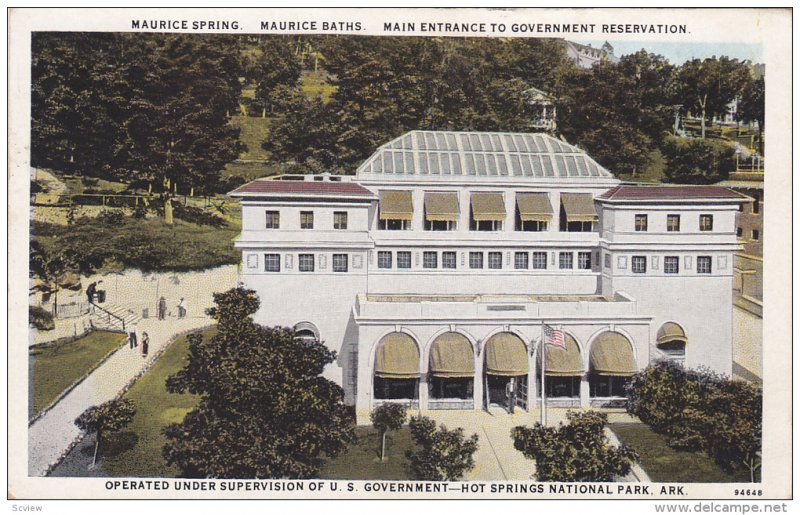 Maurice Springs & Baths, Main Entrance to Government Reservation, Hot Springs...