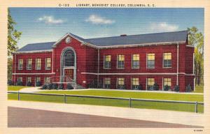 COLUMBIA, SC  South Carolina   BENEDICT COLLEGE-Library   c1940's Linen Postcard