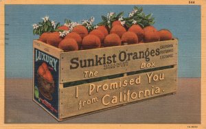 Vintage Postcard 1948 Box of Sunkist Oranges California Fruitgrowers Exchange CA