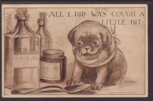 All I did was Cough.. Castor Oil,Dog,Comic Postcard 