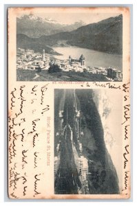 Dual View Hotel Palace St Moritz Switzerland UDB Postcard L20