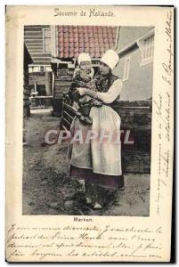 Old Postcard Remembrance Holland Marken Folklore Women Children