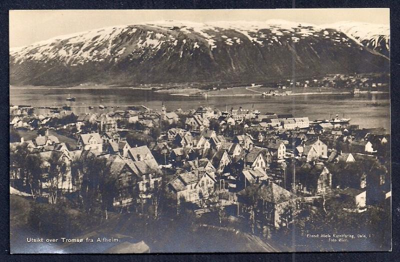 View of TromsÃ¸ from Alfheim Norway RPPC unused c1920's