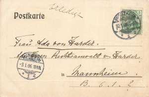 PFORZHEIM TO MANNHEIM GERMANY 1906 WOODCUT? J G POSTCARD