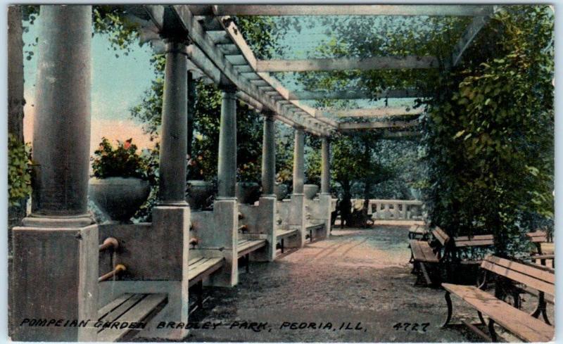 PEORIA, Illinois  IL   POMPEIAN GARDEN at BRADLEY PARK  ca 1910s  Postcard