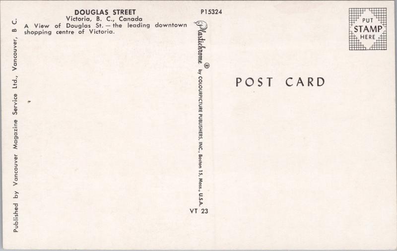 Douglas Street Victoria BC Peter Pan SS Kresge HBC Unused Vintage Postcard D69