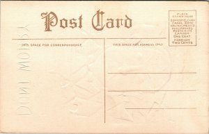 Vtg 1910s Don't Worry Ugly Face Man Gold Gilt Embossed Postcard