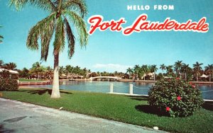 Vintage Postcard Hello From Fort Lauderdale City Canals Beautiful Homes Florida