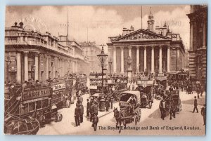 London England Postcard Royal Exchange and Bank of England 1911 Antique