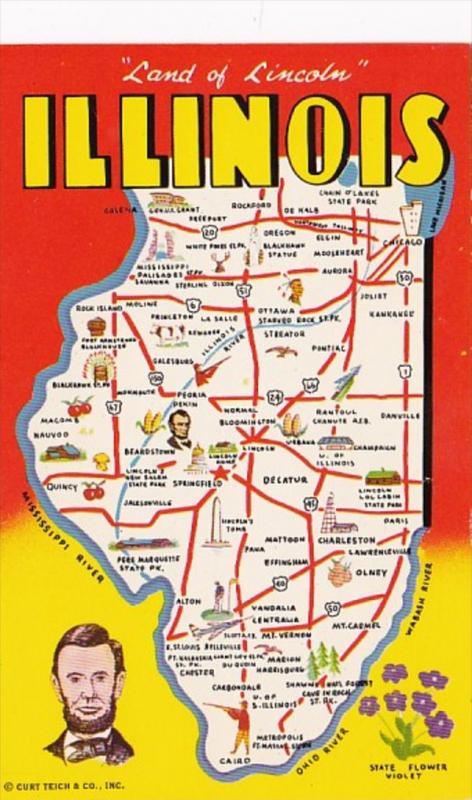 Map Of Illinois Land Of Lincoln