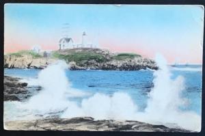 Nubble Light Ogunquit Maine 1946 Brush and Needle Studio Hand Colored